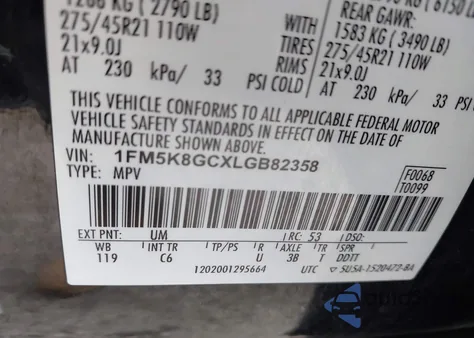 2020 Ford Explorer St from USA, damaged, VIN 1FM5K8GCXLGB82358
